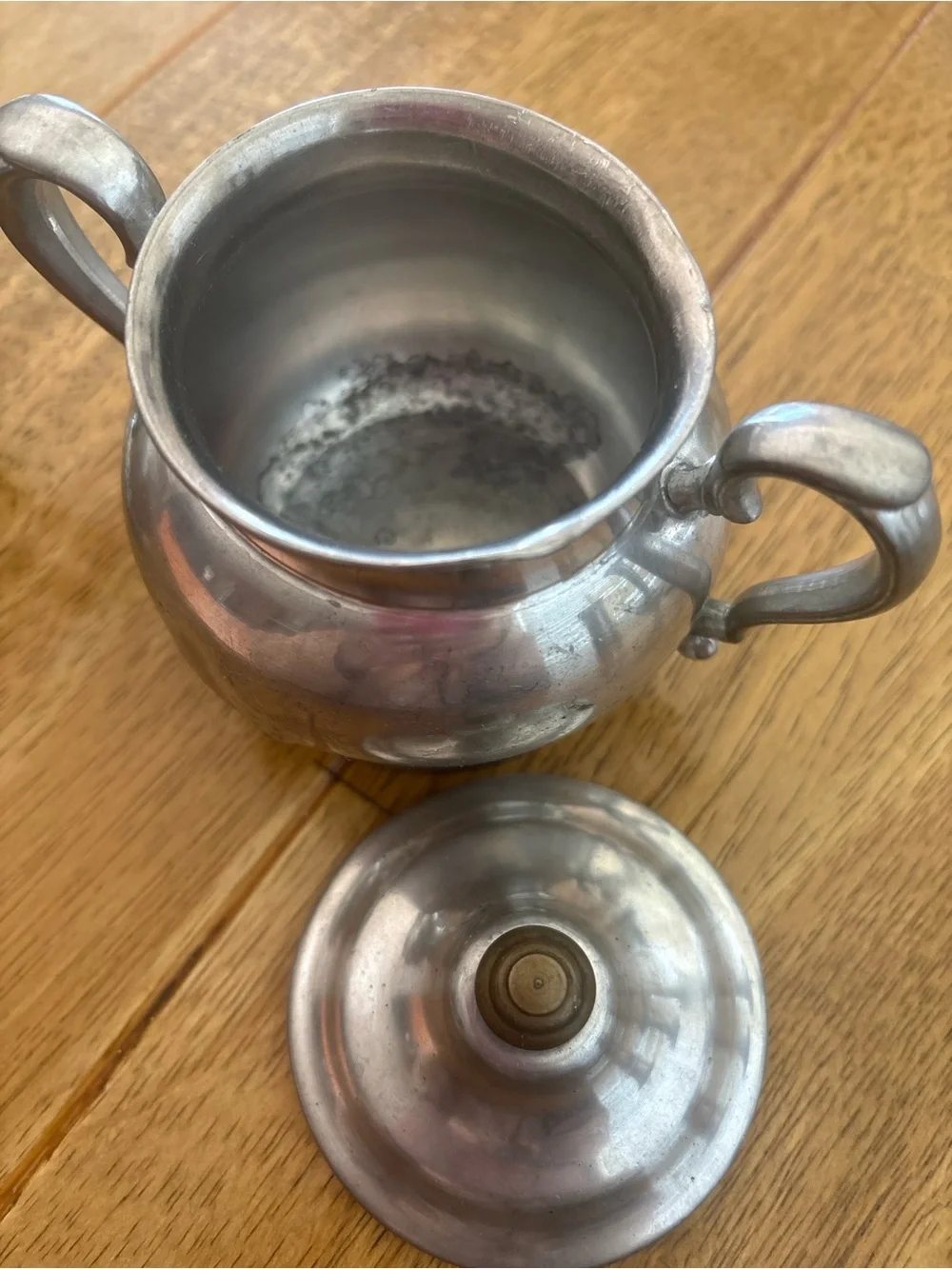 Vintage Silverplate Creamer & Sugar Bowl Set • Genuine Pewter Marked